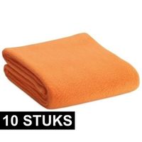 10x Fleece dekens/plaids oranje 120 x 150 cm