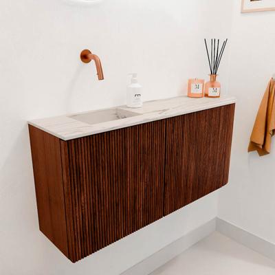 Toiletmeubel Mondiaz Joya Dlux | 91.6 cm | Meubelkleur Ruby | Faye wastafel Nata Wasbak Links | Zonder kraangat(en)