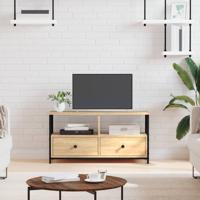 Tv-meubel 90x33x45 cm bewerkt hout en ijzer sonoma eikenkleur Tv-meubel 90x33x45 cm bewerkt hout en ijzer sonoma eikenkleur