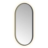 Hotbath &More Mirrors Oval LED Badkamerspiegel - Ovaal - 100 x 50 cm - Geborsteld Zwart Pvd