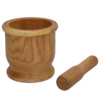 Gerimport Vijzel met stamper - hout - 15 x 14 cm - keuken - koken