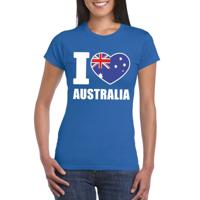 Australie supporters kleding t-shirt - voor dames - blauw - met vlag kleuren print - korte mouwen