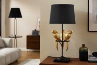 Design tafellamp WILDLIFE 75cm zwart goud ronde papegaai sculpturen met marmeren voet - 44355