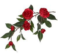 Camellia japanse roos bloementak met 6 bloemen kunstbloem zijde nepbloem - Driesprong collection