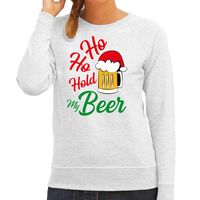 Ho ho hold my beer fout Kerstsweater / outfit grijs voor dames - thumbnail