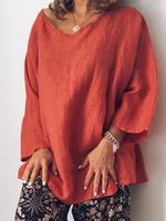 Casual O Neck Long Sleeve Top Tunic - thumbnail