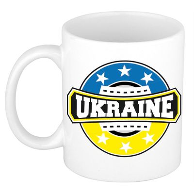 Ukraine / Oekraine vlag embleem mok / beker - wit - 300 ml Ukraine / Oekraine vlag embleem mok / beker - wit - 300 ml