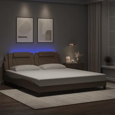 Bedframe met LED-verlichting kunstleer cappuccino 180x200 cm
