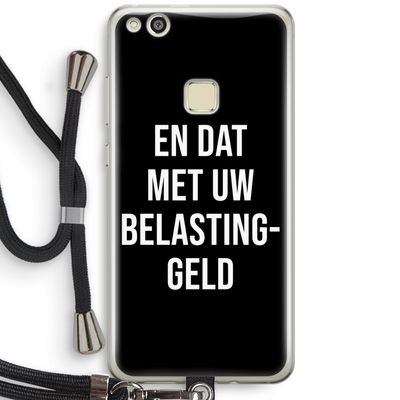 Belastinggeld - Zwart: Huawei Ascend P10 Lite Transparant Hoesje met koord