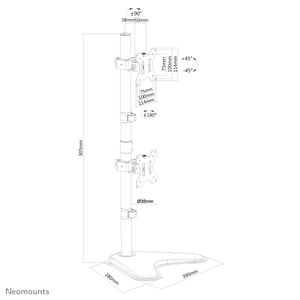Neomounts FPMA-D550DDVBLACK Monitor-tafelbeugel 2-voudig 25,4 cm (10) - 81,3 cm (32) Zwart Zwenkbaar, Roteerbaar, Kantelbaar, Staand