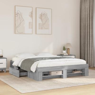 Bedframe zonder matras 160x200 cm spaanplaat grijs Sonoma