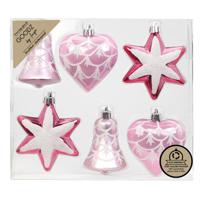 Inge Christmas kersthangers figuurtjes - 6x - roze - 9 cm - thumbnail