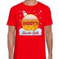 Fout kerst shirt Daddy his favorite balls bier rood voor heren - thumbnail