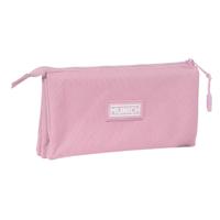 Pennenetui met 3 vakken Munich Basic Roze 22 x 12 x 3 cm