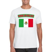 T-shirt met Mexicaanse vlag wit heren - thumbnail