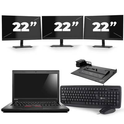 Lenovo ThinkPad L460 - Intel Core i5-6e Generatie - 14 inch - 8GB RAM - 256GB SSD - Windows 11 + 3x 22 inch Monitor