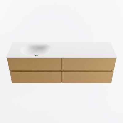 MONDIAZ VICA 160cm badmeubel onderkast Oro 4 lades. Wastafel MOON links zonder kraangat, kleur Talc.