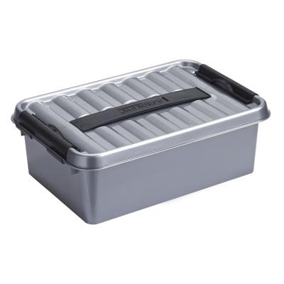 Sunware Q-Line opberg box/opbergdoos - 12 liter - 40 x 30 x 14 cm - kunststof - grijs