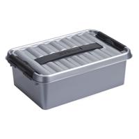 Sunware Q-Line opberg box/opbergdoos - 12 liter - 40 x 30 x 14 cm - kunststof - grijs