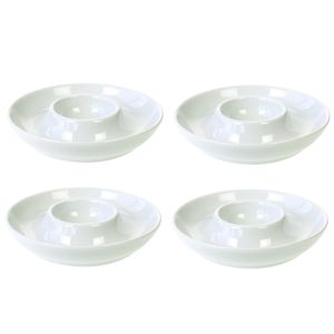 Set van 4x stuks eierdopje van porselein wit 8 cm   -