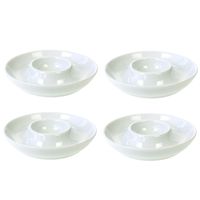 Set van 4x stuks eierdopje van porselein wit 8 cm   -