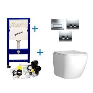 Geberit UP100 Toiletset Compleet | Inbouwreservoir | Mudo Randloos | Drukplaat