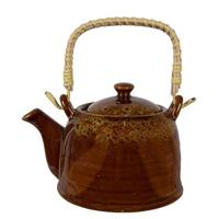 Clayre & Eef Theepot met Filter 750 ml Bruin Geel Keramiek Theekan
