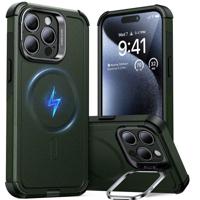 iPhone 15 Pro Max Cyber Tough Case with Stash Stand (HaloLock) - Dark Green