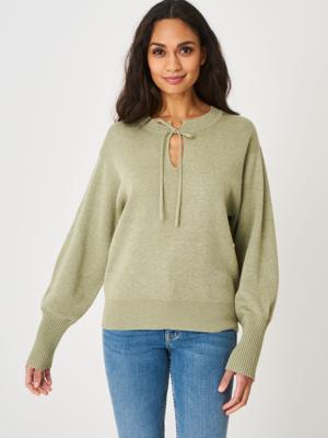 Pullover met halskoord en pofmouwen