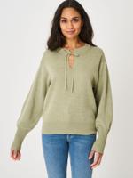 Pullover met halskoord en pofmouwen
