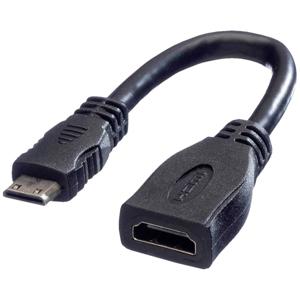 VALUE Monitorkabel HDMI High Speed met Ethernet, HDMI Female - Mini HDMI Male, 0,15 m