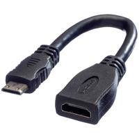 VALUE Monitorkabel HDMI High Speed met Ethernet, HDMI Female - Mini HDMI Male, 0,15 m - thumbnail