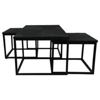 Salontafels - Zwart - Mangohout/ijzer - Set van 3 110x60x45 - 50x50x40 cm