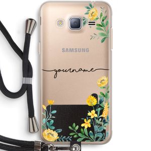 Gele bloemen: Samsung Galaxy J3 (2016) Transparant Hoesje met koord