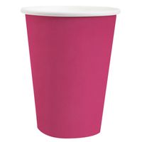 10x stuks feest/verjaardag bekertjes karton fuchsia roze - 270 ml