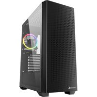 Sharkoon vs9 rgb black midi tower behuizing (zwart | 2x usb-a | 1x usb-c | rgb | tempered glass)