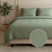 Sale: -39% | Dekbedovertrek Percale-Katoen - Mousseline - Groen - Lits-Jumeaux (240x220 Cm) - Groen Percale Katoen Katoen Mousseline - Effen - Dreamhouse - Dekbed-Discounter.nl