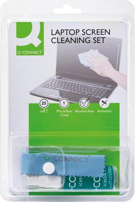 Q-CONNECT reinigingsspray, voor scherm en toetsenbord, inclusief doek, 25 ml