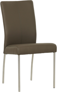 Bruine leren moderne eetkamerstoel Comfort - poot rond rvs - Toledo Leer Moss (bruin leer)