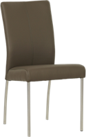 Bruine leren moderne eetkamerstoel Comfort - poot rond rvs - Toledo Leer Moss (bruin leer)