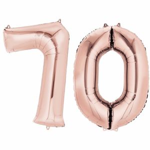 Folie ballon rosegoud cijfer 70