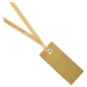Santex cadeaulabels met lintje - set 12x stuks - goud - 3 x 7 cm - naam tags   -