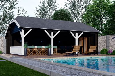 Interflex Wolfskapschuur WKS2 745x535 cm 50 mm vuren gecoat- Wolfskap- Hout- Interflex