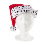 Kerstmuts rood met dalmatier print voor volwassenen 30 x 40 cm