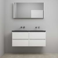 On-Line Badkamermeubelset - 120 cm - Voorgemonteerd - Ladestructuur - Acryl Wastafel - zonder Kraangat - Spiegelkast - Hoogglans Wit