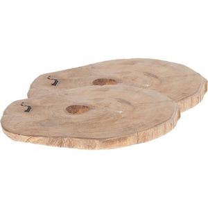 2x Woondecoratie teak houten boomschijven 23 x 2 cm   -