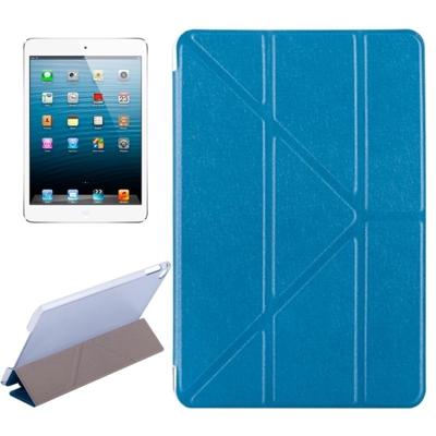 Transformers stijl zijde textuur horizontale Flip effen kleur lederen draagtas met houder voor iPad mini 2019 (blauw)