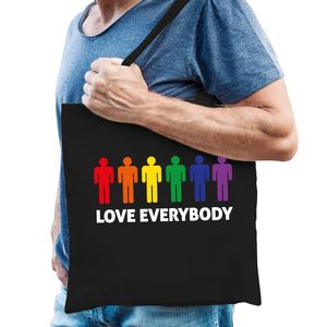 Gay Pride tas - katoen - 42 x 38 cm - zwart - love everybody - LHBTI
