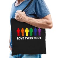 Gay Pride tas - katoen - 42 x 38 cm - zwart - love everybody - LHBTI - thumbnail