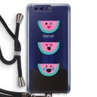Smiley watermeloen: Honor 9 Transparant Hoesje met koord